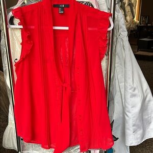 Forever 21 Vibrant Red Ruffle Blouse